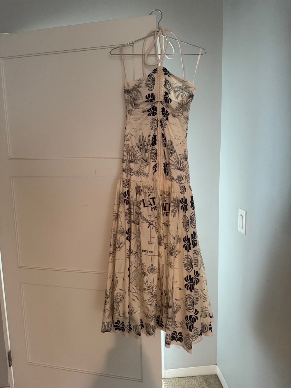 FARM Rio Cream Maxi Dress with Black Botanical Print